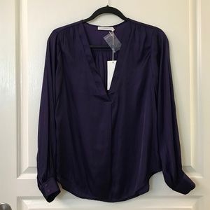 NWT LUSH V-Neck Dark Purple Blouse